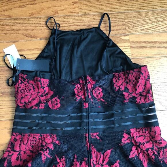 CITY STUDIO Lace Floral Fit Flare Party Red Black Dress Junior's Size 15 NWT - Picture 7 of 10
